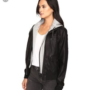 Blank nyc faux leather black hoodie jacket